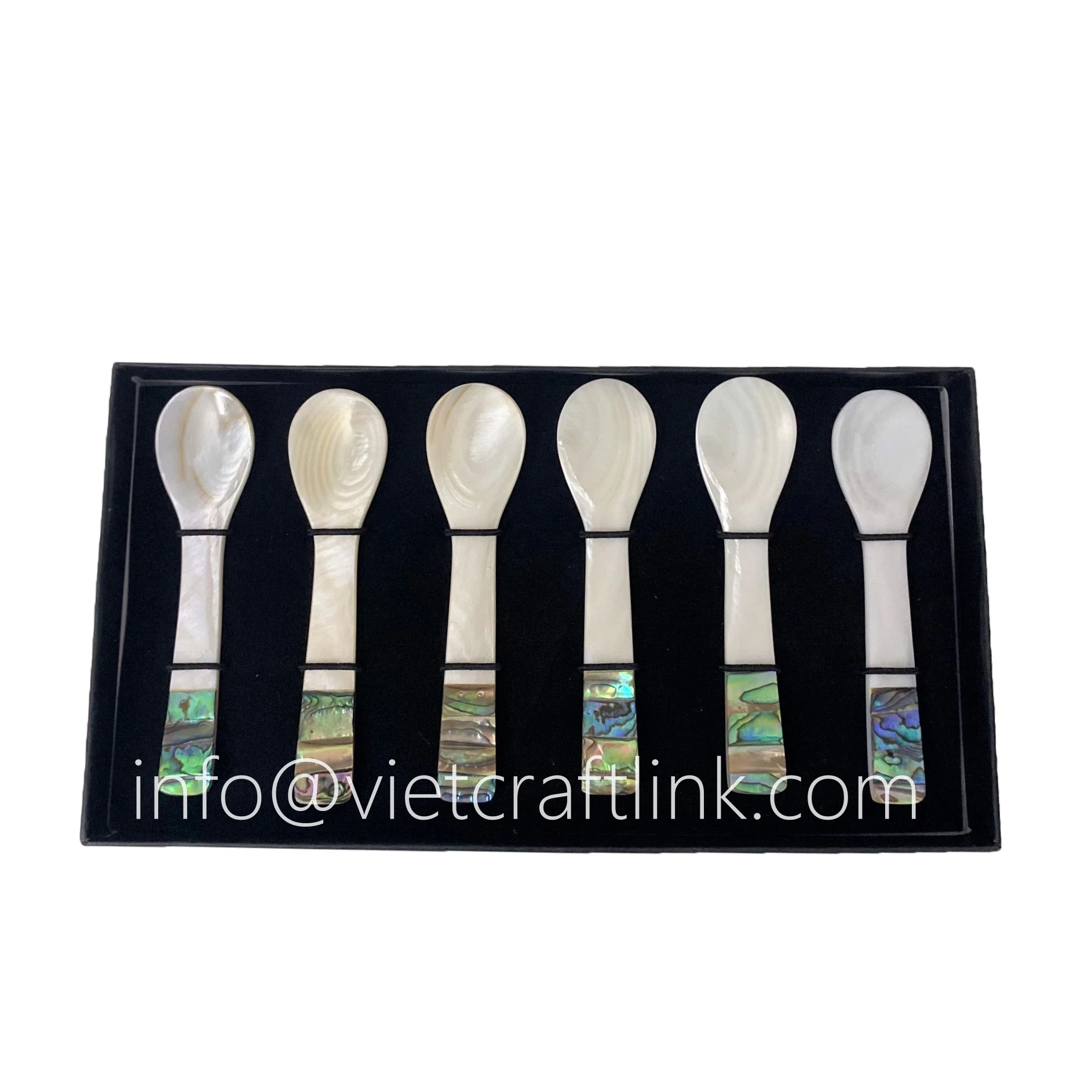 Wholesale 2022 Spoon Set 6 Pcs Caviar Spoon with Abalone Inlay Mother of Pearl 11cm Sustainable Shell Spoon for Restauntant