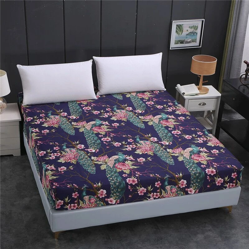 
1pc 100%Polyester Encryption Cloth Fitted Sheet Printing Bedding Adjustable Elastic Band 200-220cm A Variety of Specifications 