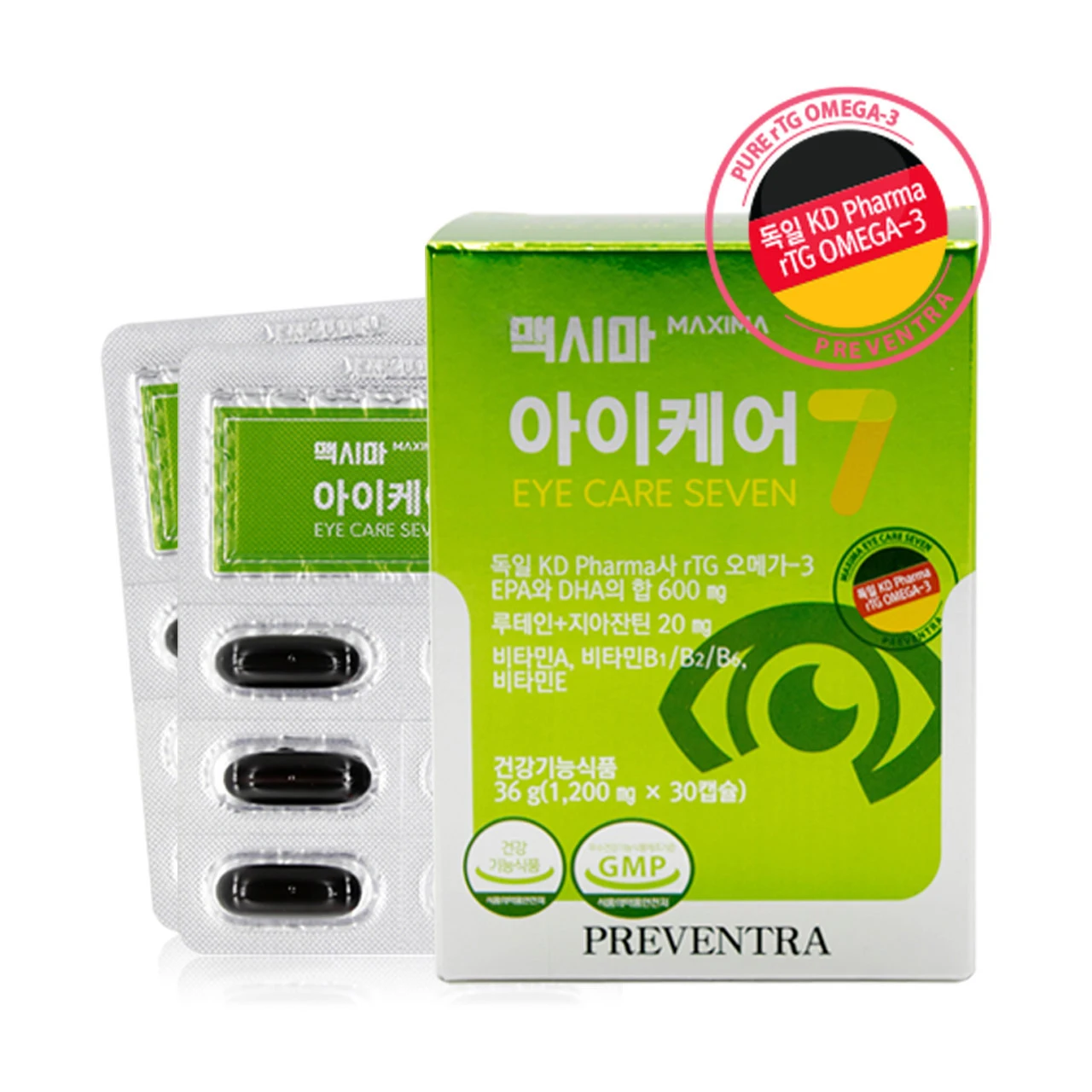 
High Quality Food Supplement Eye Care Seven 1,200 mg 30 Softgels for Eyes from South Korea 
