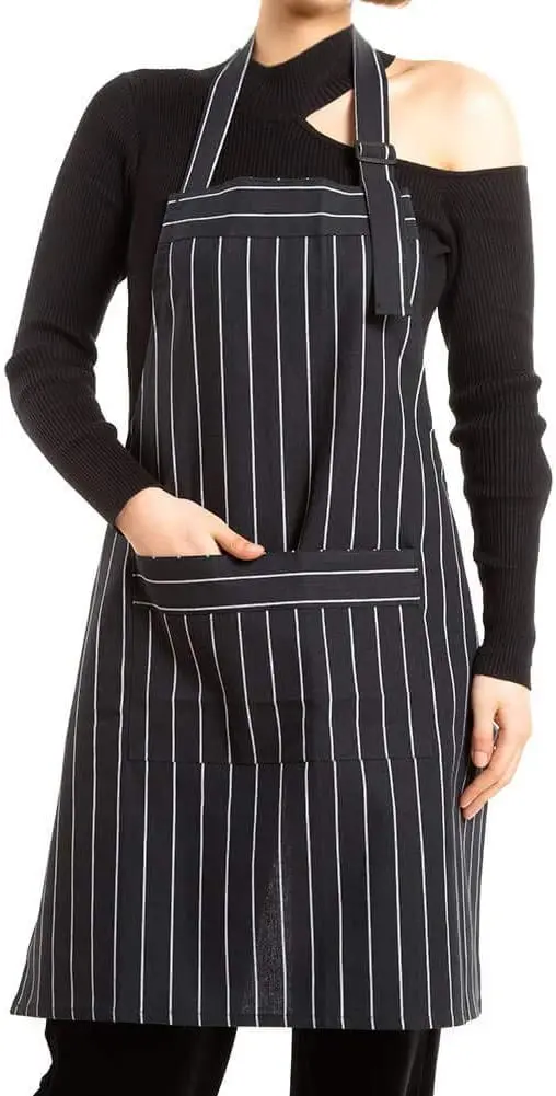 MDM Textile Unisex Comfortable Cross Back Leather Strap Washed Cotton Canvas Tool Work Kitchen Cooking Baking Chef Apron