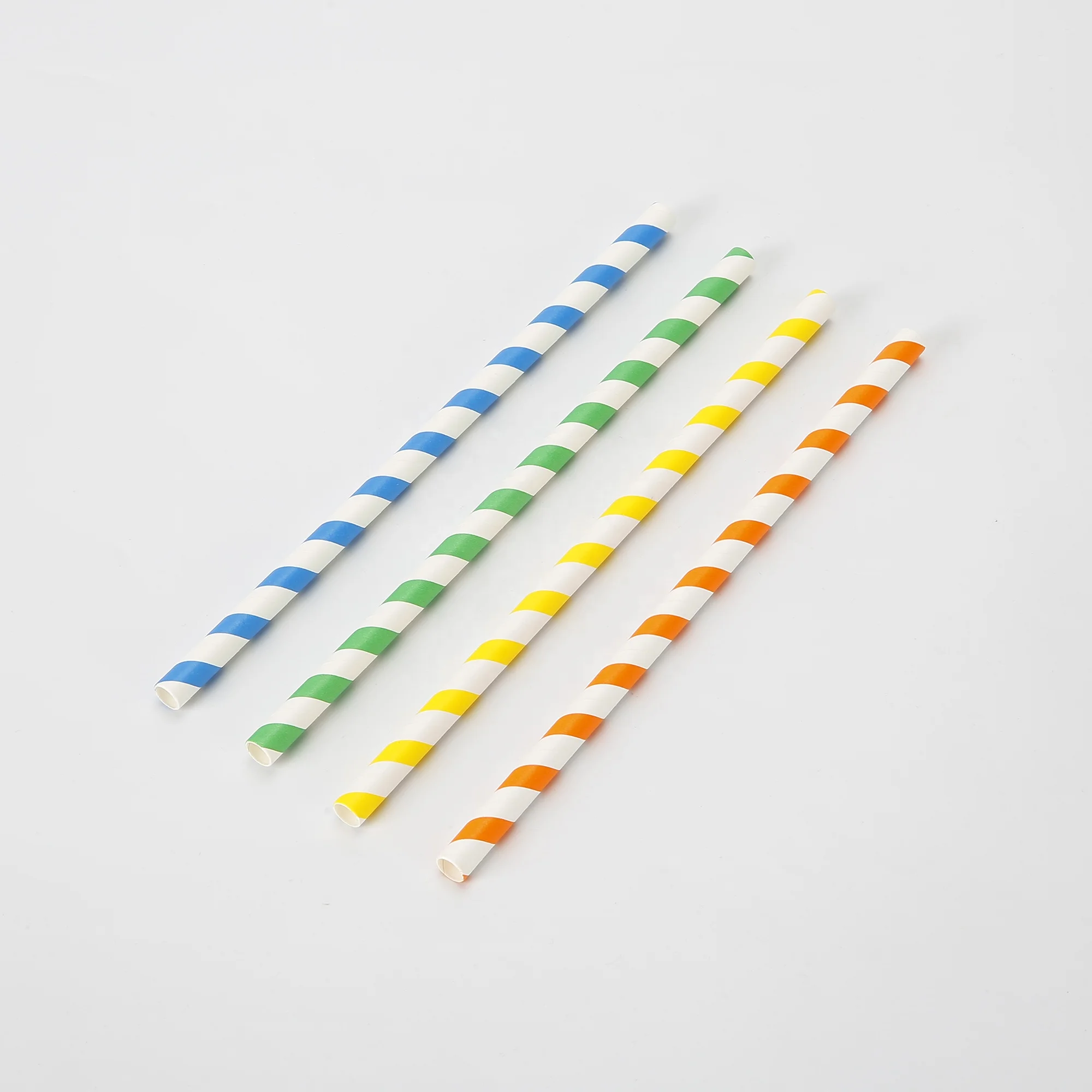 
Splendid Biodegradable Recyclable Multicolored Striped Opp Bag Paper Straws for Restaurant Party (1 Carton = 10000pcs) 