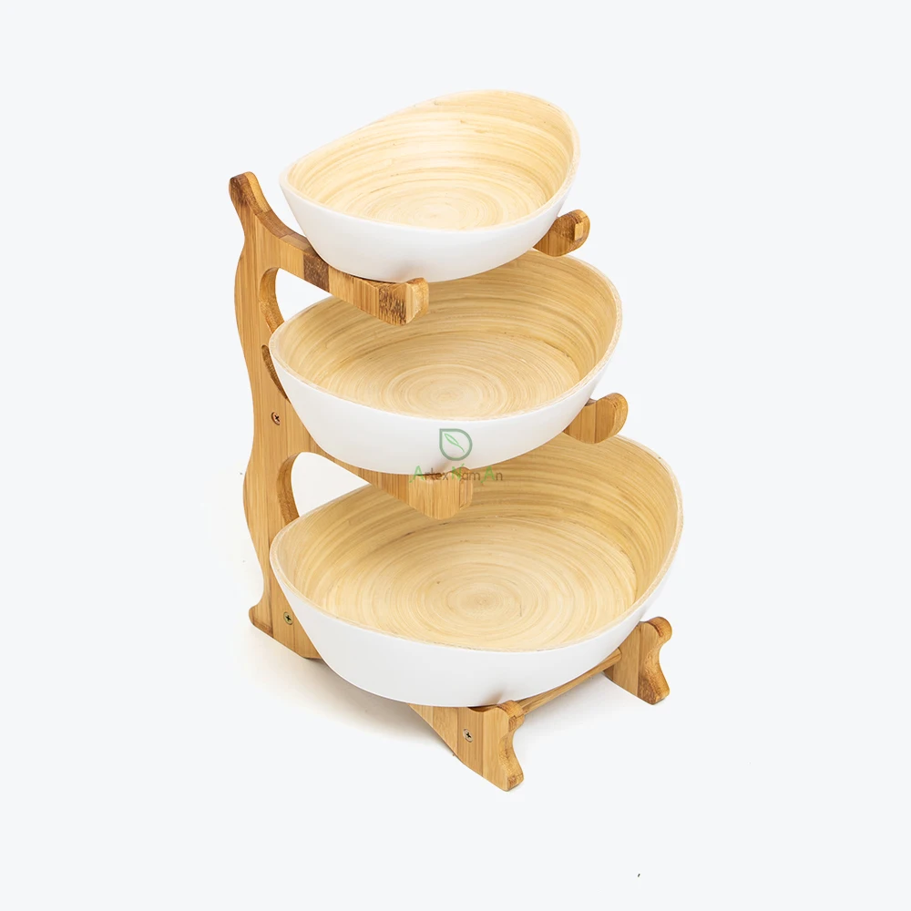 Eco friendly round bamboo serving salad fruit mixing bowl from Vietnam