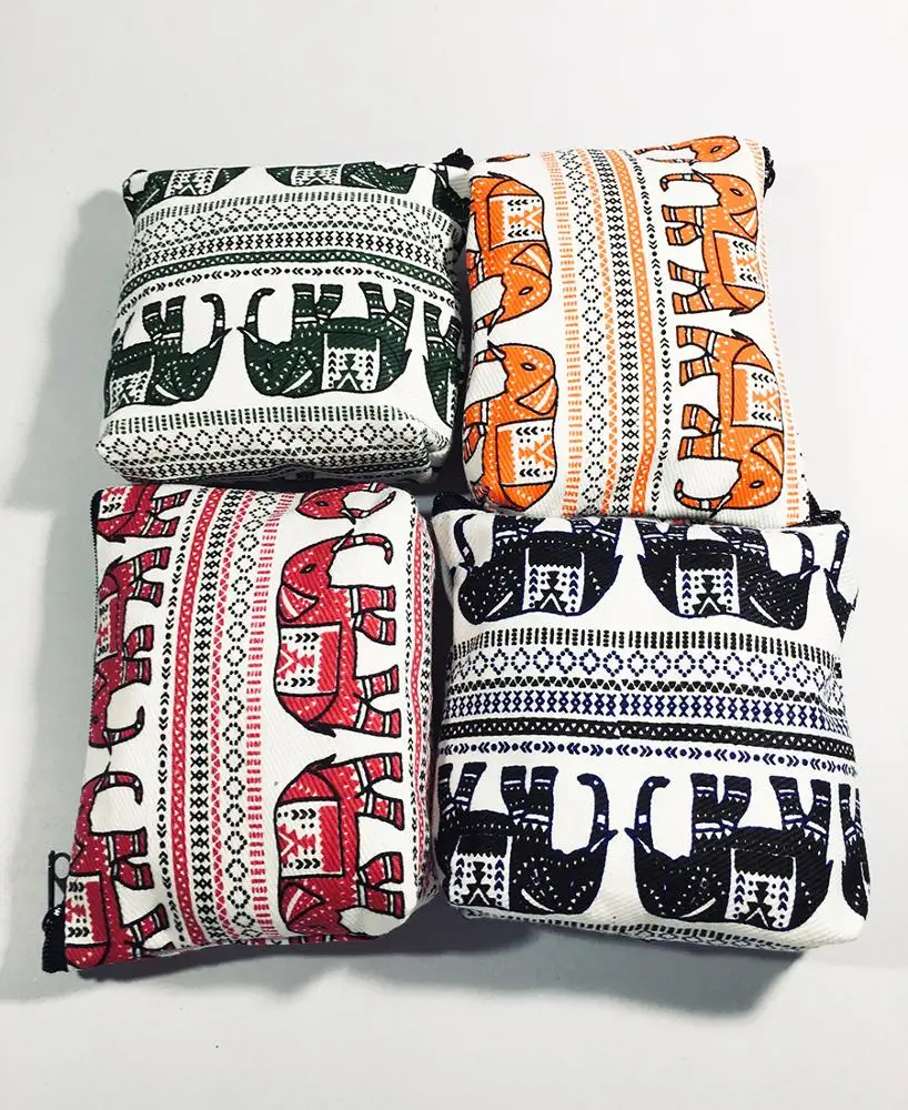 Elephant canvas fabric small coin purse wallet zipper vintage Thai style handmade for souvenir gift