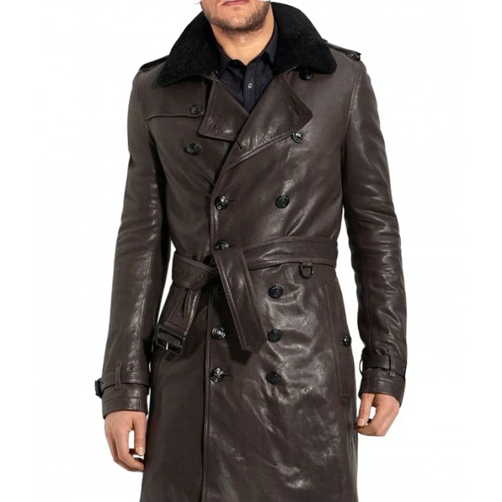 Autumn Retro Jacket Windbreaker Leather Waterproof Trench Long Fur Coat