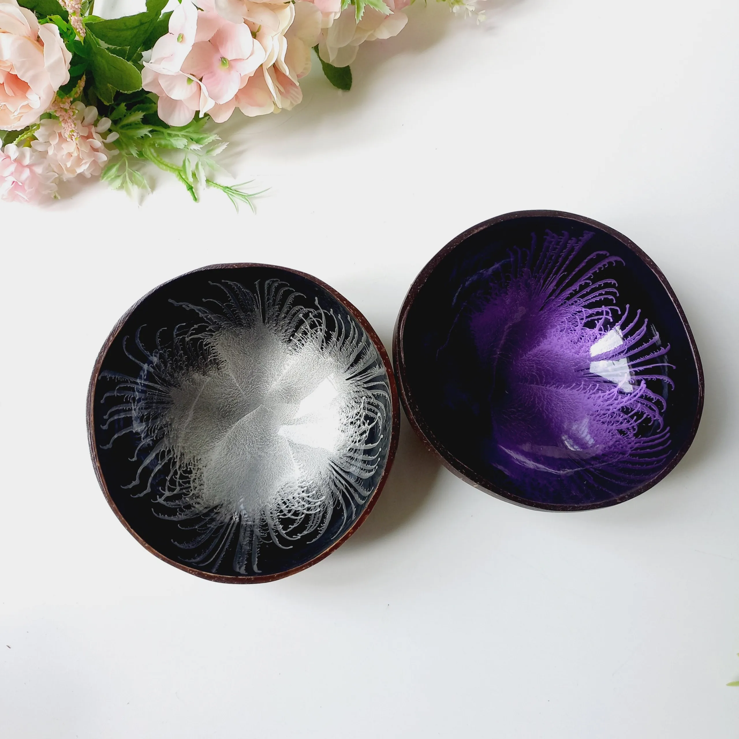Colorful Lacquered Coconut Bowl Customized Logo High Quality Polished Eco Friendly Long Lasting Cheap Price Vietnam