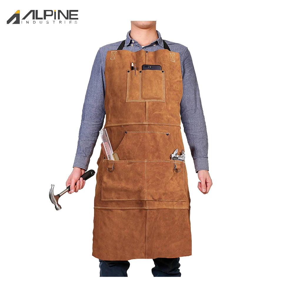 2024 Best Selling Adjustable Men Leather Apron Waterproof Oil Proof Industrial Apron Safety Leather Apron For Men