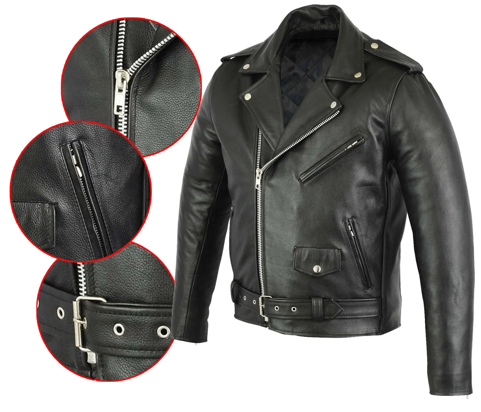 
Brando Classic Motorcycle Motorbike leather Jacket 