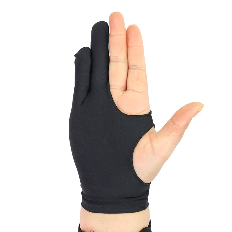 Mikailan XS/S/M/L  Black Artist smudge guard Glove Two Finger Drawing Glove Reduce Friction Great for Right & Left Hand