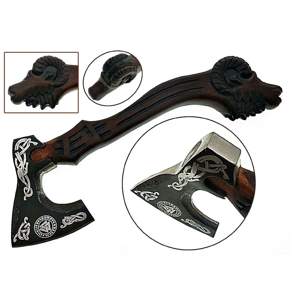 
Custom Handmade carbon Steel Viking Style Axe Camping Axe High Quality Tactical Axe Hatches With leather sheath AX-28 