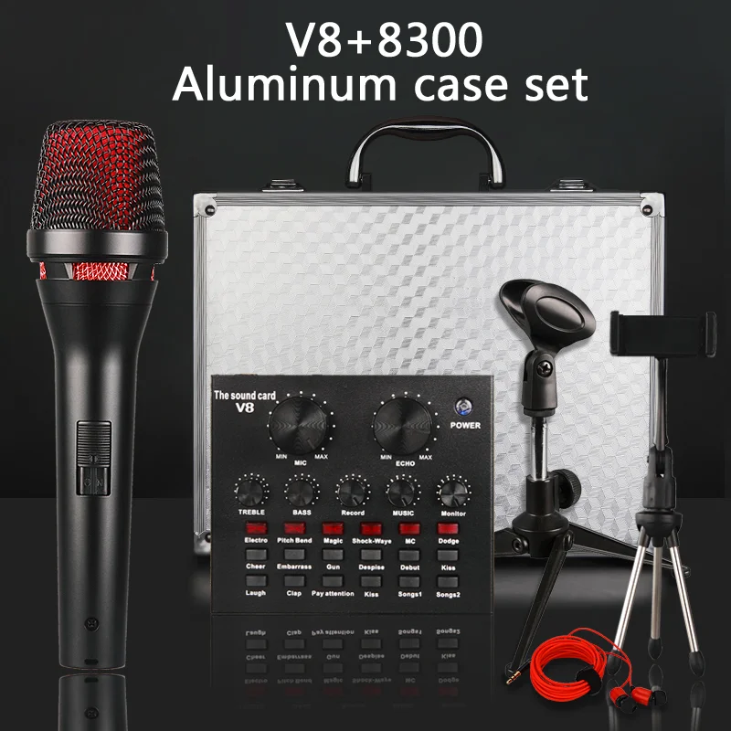 Персонализированная профессиональная звуковая карта V8 Usb + микрофон в алюминиевом