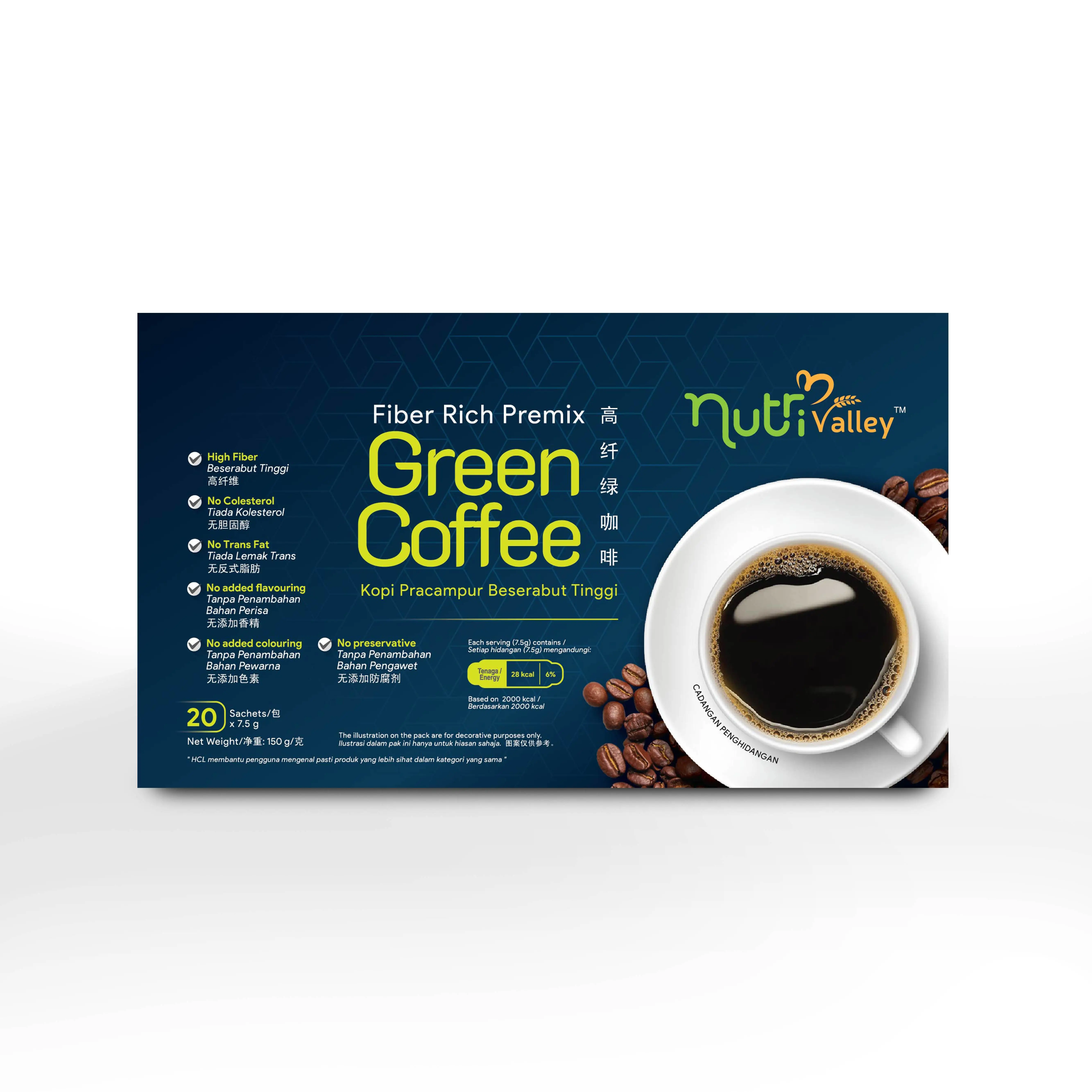 OEM Slimming Green Coffee With Guarana, Matcha and White Kidney bean for Healthy Drink