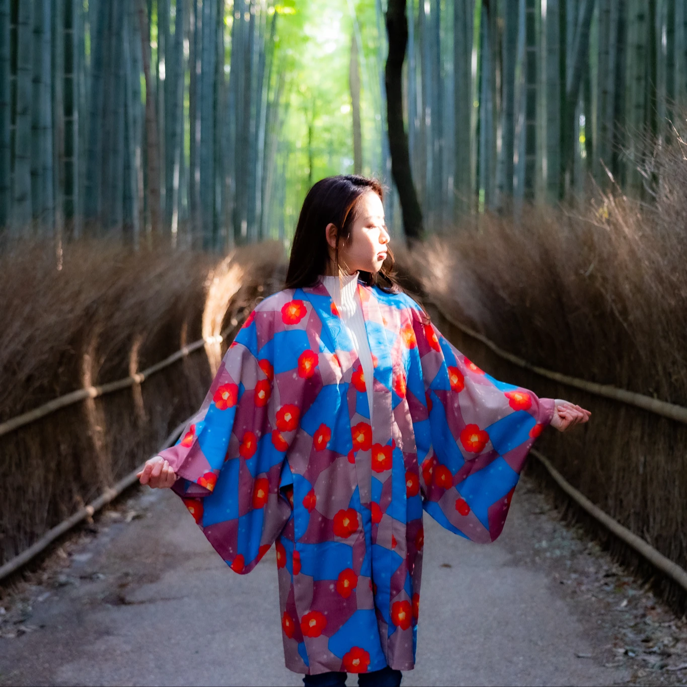 Кимоно хаори (узор камелии), японское высококачественное кимоно, Халат