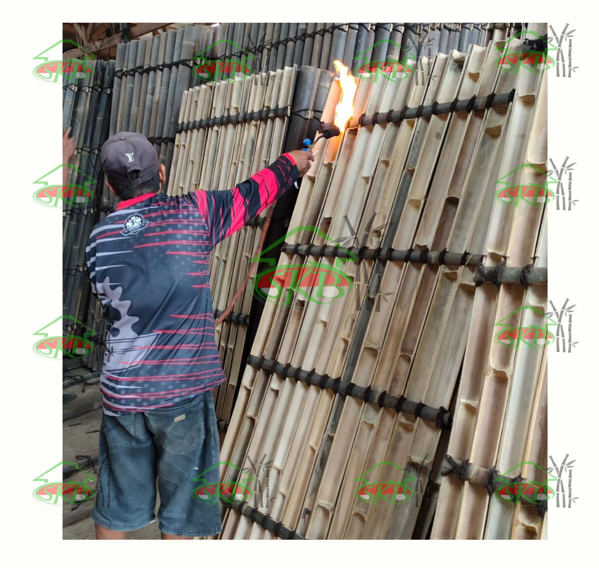 100% ориентированный на экспорт бамбуковый забор Темный бамбук 240x100 см полупанели садовый натуральный или черный из Индонезии