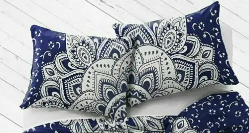 Indian Cotton Double Duvet Cover with 2 Pillow Covers High Classical Finishing Handmade Bed Sheet