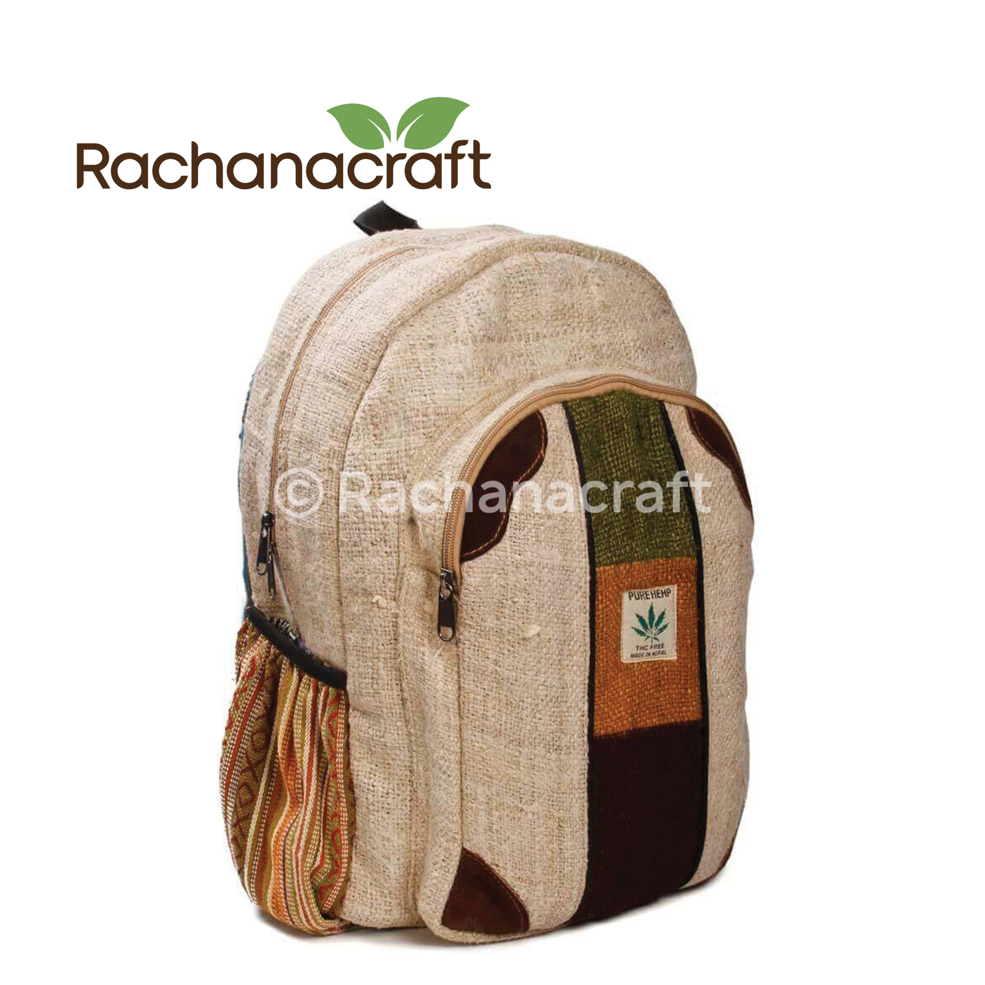 100% Handmade Hemp Regular Size Rucksack, Travel Pack, Hipster Backpack Fair Trade from Nepal Made Wholesale Supplies
