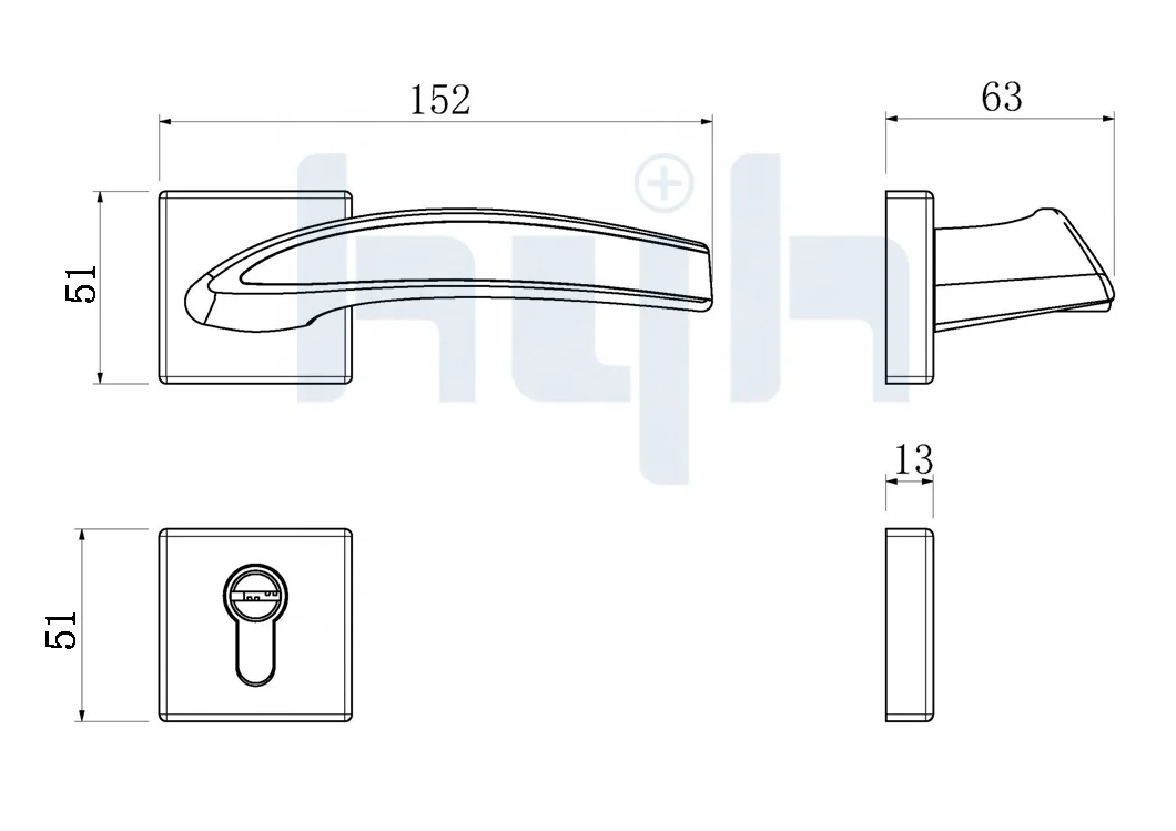 Guangdong-hyh Hardware Zinc Alloy Minimalist Interior Door Handle Lock For Continental Bedroom Door