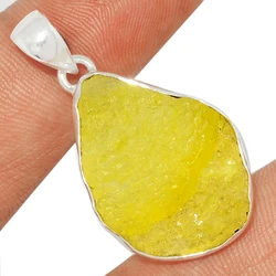 High Quality Pearly Yellow Brucite Crystal Pendants, Good price Silver Necklace