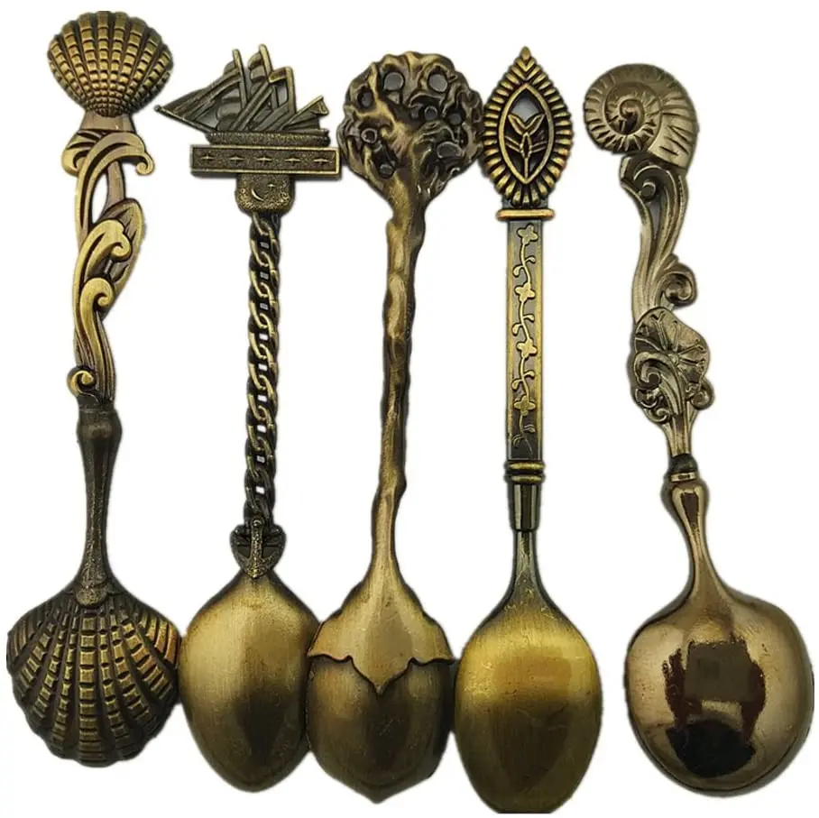 Custom Hard Enamel Zinc Alloy Collectible Souvenir Spoon Classic Style Coffee Stirring Spoon Souvenir Vintage Metal Spoon