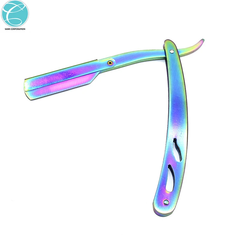 Men Shaving Barber Tools Hair Razor and Blades Antique Black Folding Shaving Knife Stainless Steel Straight razor Holder