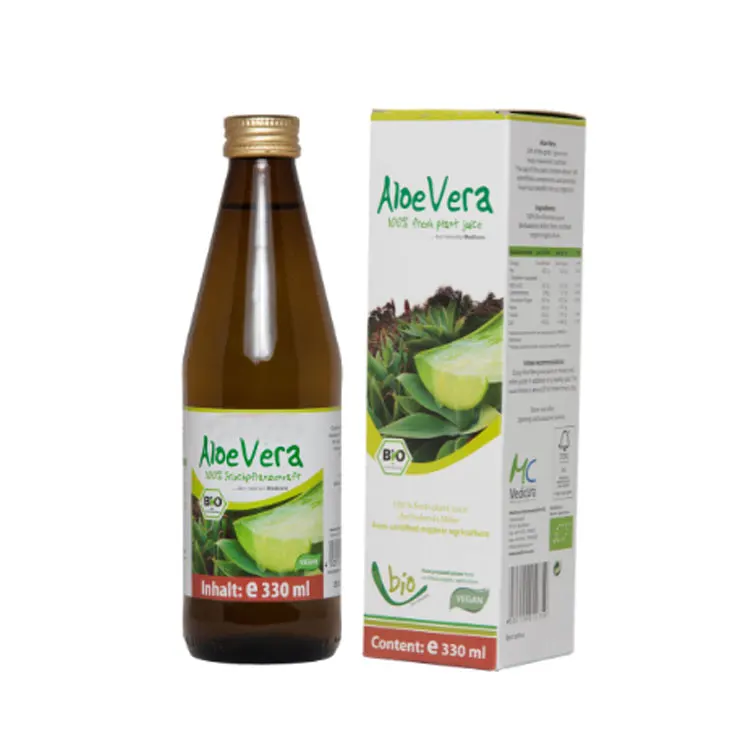 Пользовательская этикетка высшего качества оптовая продажа био/органический алоэ вера 99.8% фруктовый сок 330 мл сделано в германии