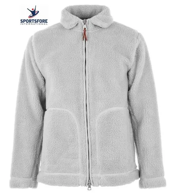 
Good Quality Fashion Regular Fit Soft Exterior Turn Down Collar Solid Color 2 Pockets Fleece Jacket 