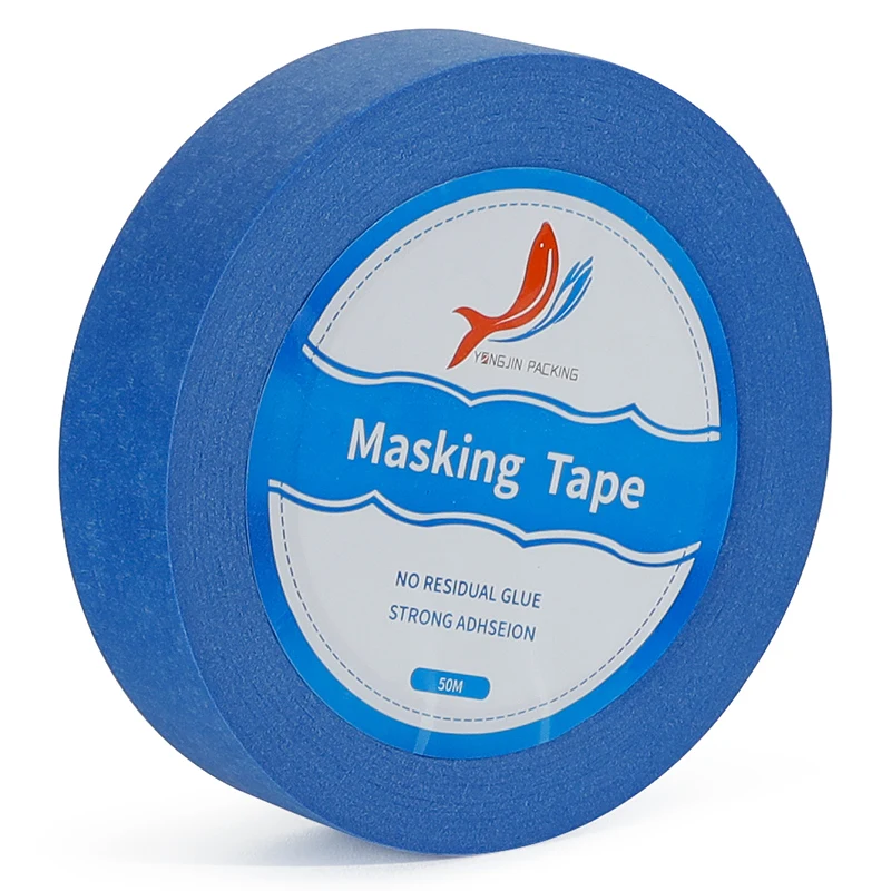 Car Painters Crepe Paper High Temperature Custom Printed Masking Tape Decorative Blue