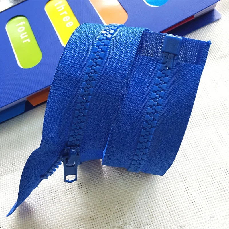 HOO blue 50/60/70cm 5# Zippers Open End Resin Zipper For Sewing Garments Long Coat Down Jacket