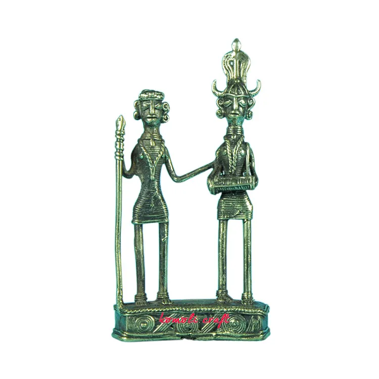 Dancing tribal bronze abstract African metal sculptures bell alloy dhokra design