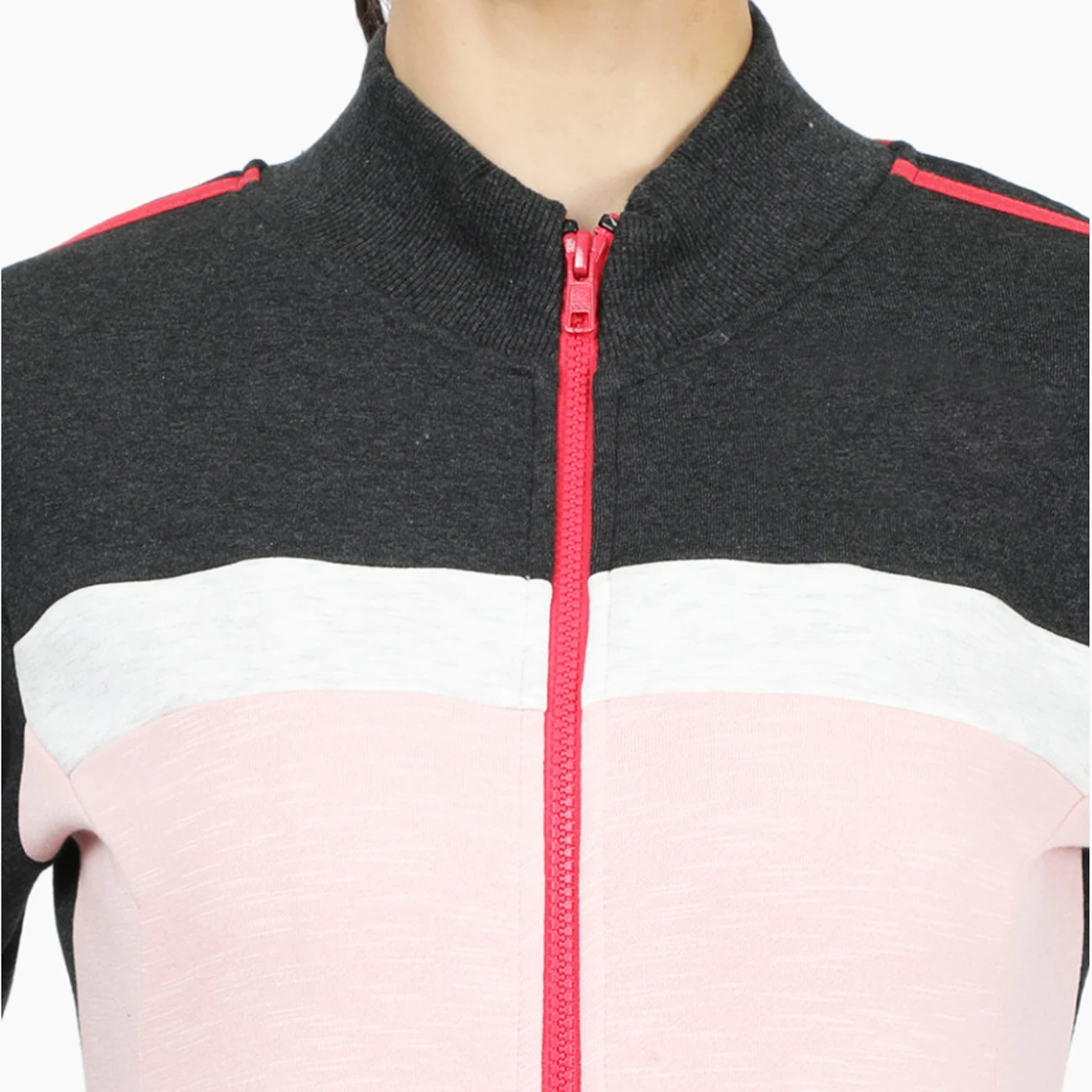 Женский спортивный костюм с воротником-стойкой пиджак длинными рукавами и ребристыми манжетами брюки до щиколотки застежкой-молнией