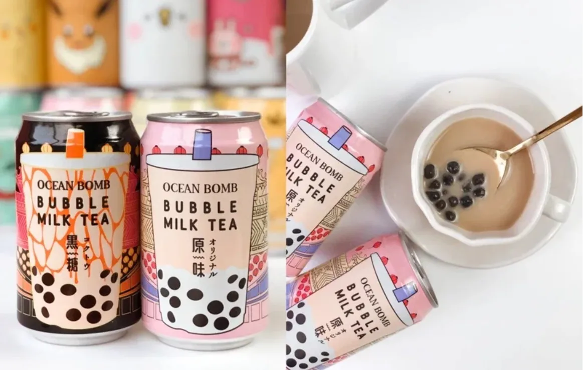
Made in Taiwan high quality Ocean Bomb Original Bubble Milk Tea Drink can drink easy to take soft drink Black Sugar 
