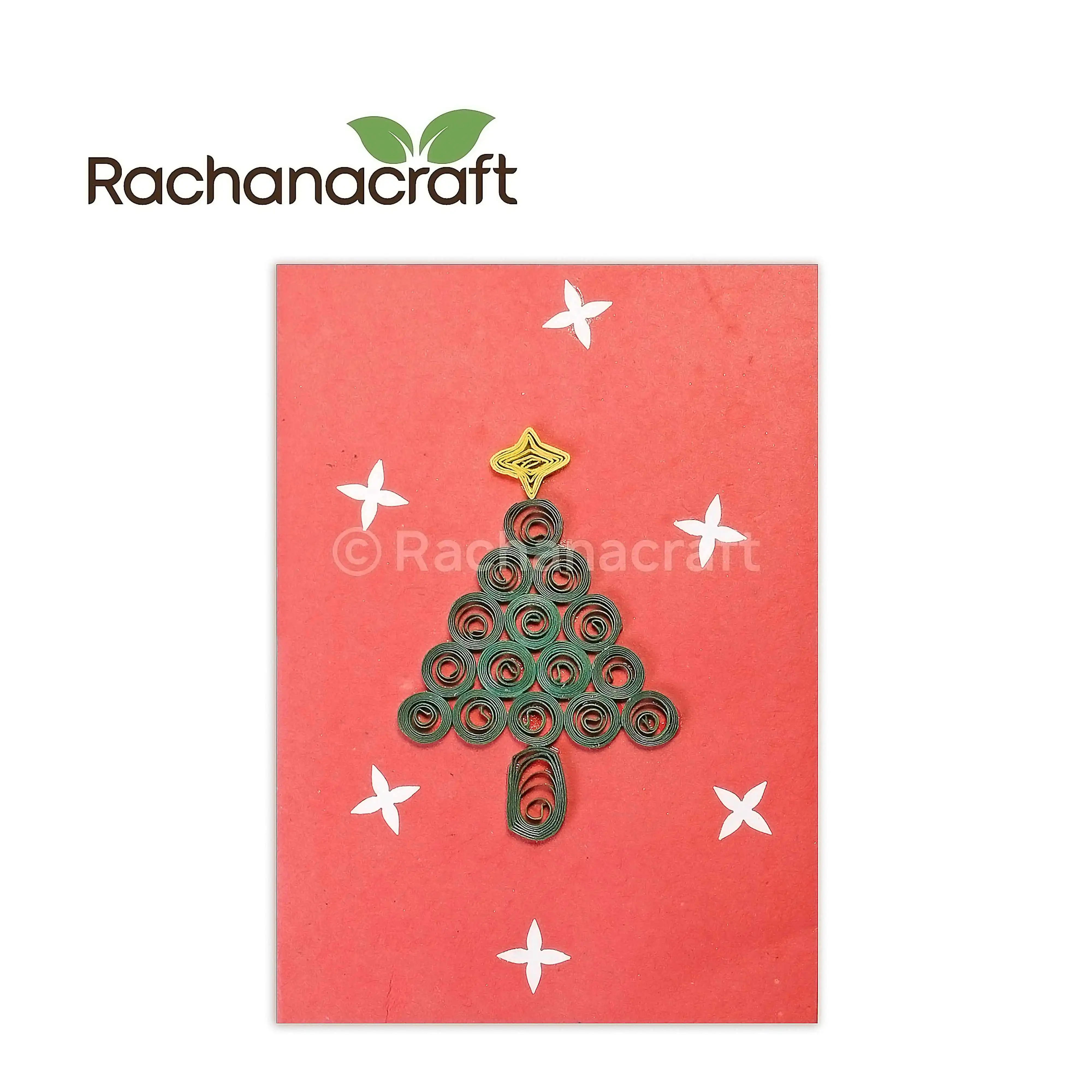 X-MAX Tree Design Handmade Lokta Paper Festival Greeting Gift Card for Christmas, Holidays Made in Nepal Wholesale Supplies