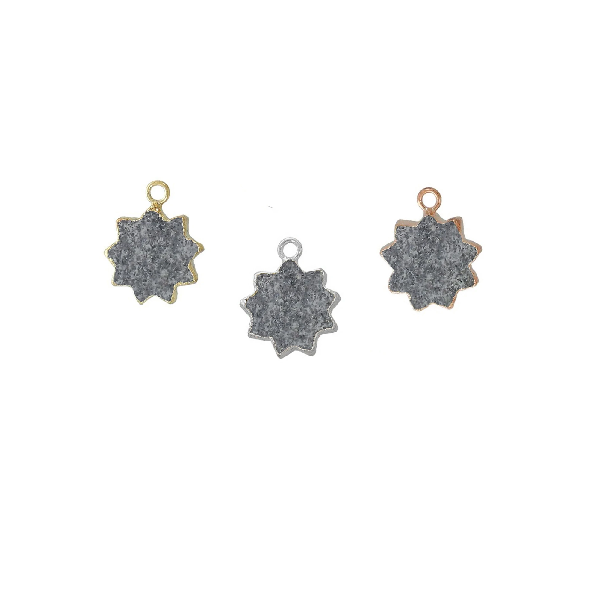 Черный Sunstone драгоценный камень золотые гальванические солнце форма кулон ювелирные изделия GS-05