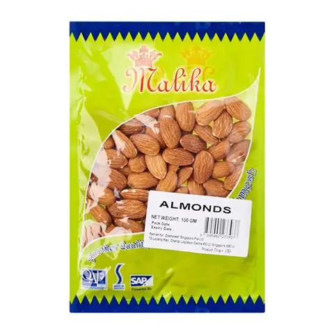 Vitamin E High Nutrition Healthier Snack 12 Months Shelf Life Singapore Almonds Supplier 100g Bag