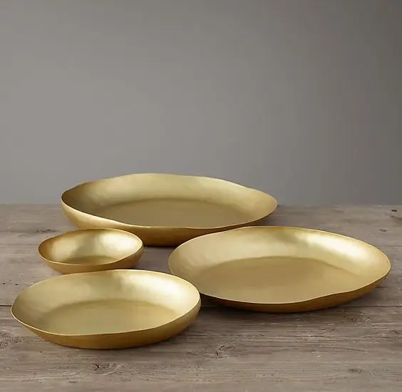  Кухонная металлическая круглая раковина Сервировочная чаша золотого цвета внутри и черного дизайнерская Высококачественная для конфет