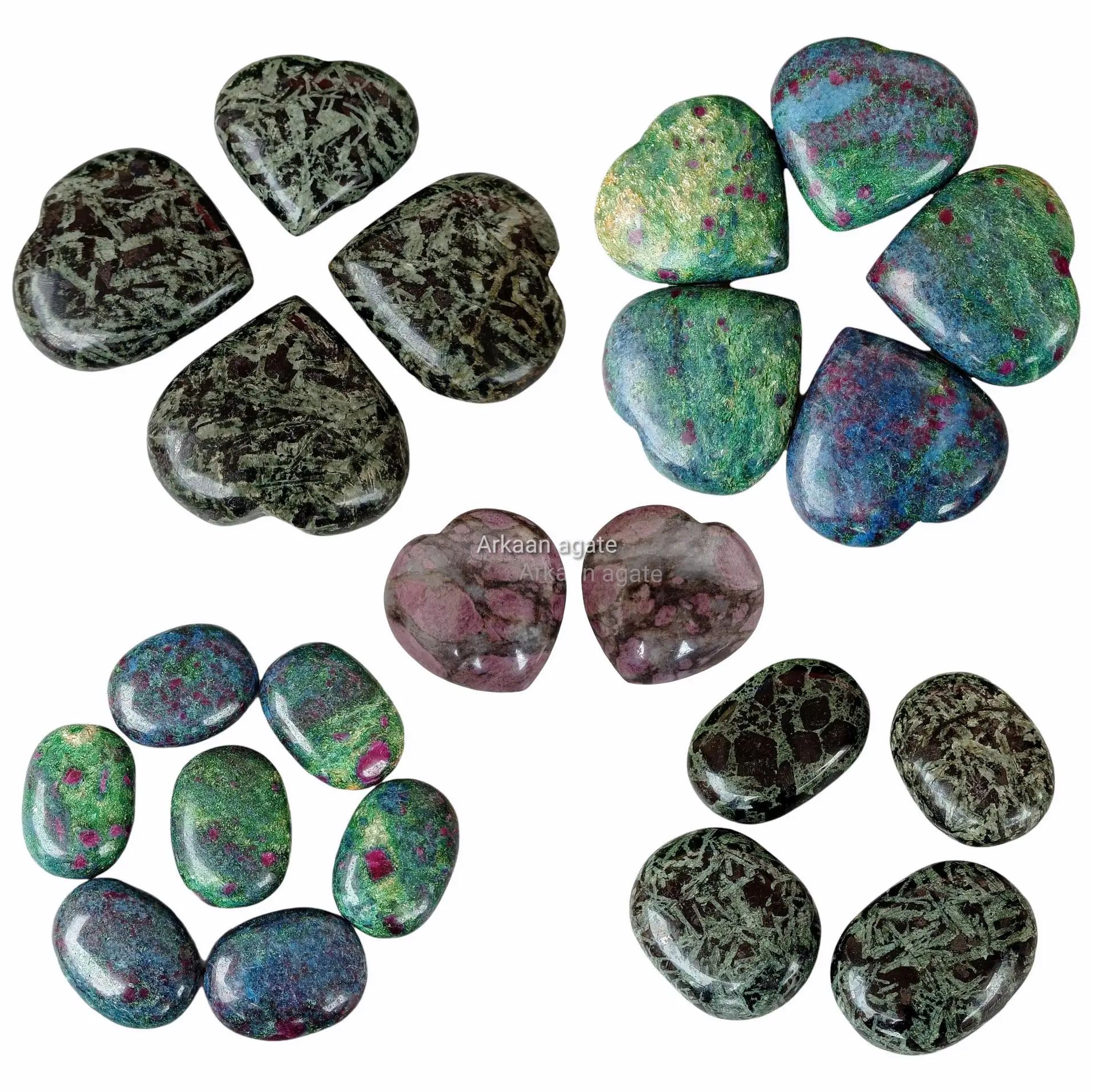 Wholesale Crystal Ruby In Marble Matrix Puffy Heart Gemstone Indian puffy Heart hand polished hand made sun shine For Massage