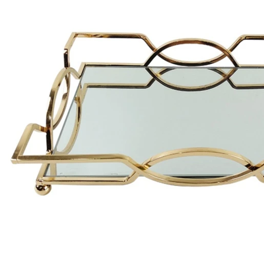 Top Quality Unique Design Vanity Gold Round Bathtub Mirror Metal Food And Tea Serving Tray Table