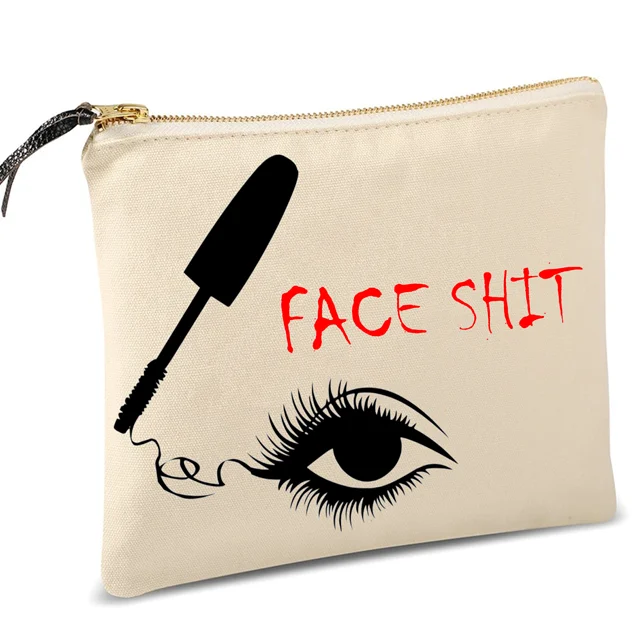 Eco Friendly Recycled Cotton Travel Cosmetic Pouch Makeup Bags With Zipper And Customized Print