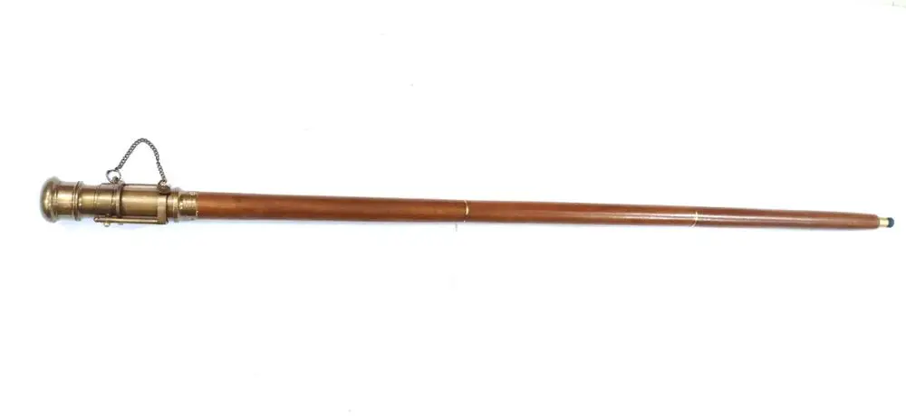 Nautical Cane Telescope Walking Wood Stick Hidden Spy Brass Handle