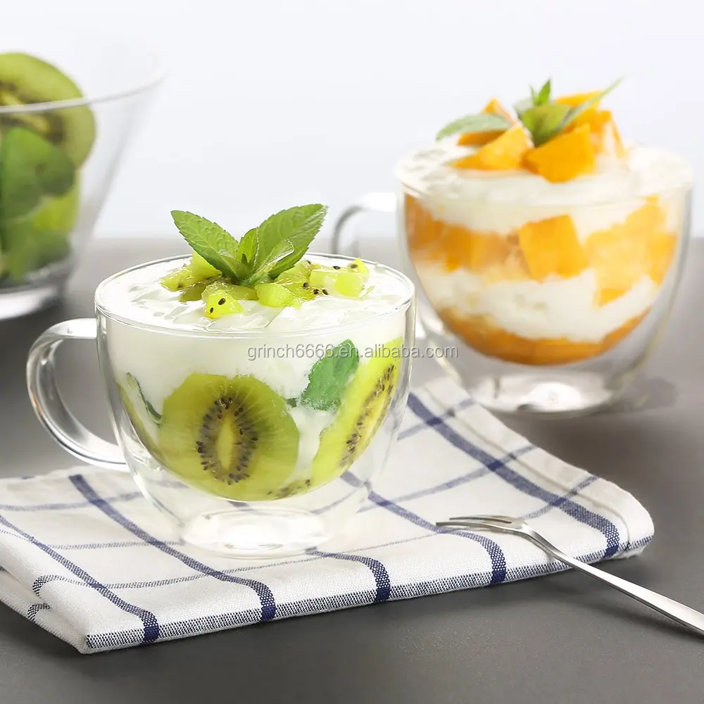 Двухслойные стаканы для капучино с ручкой латте Macchiato стеклянные молочного сока 350 мл