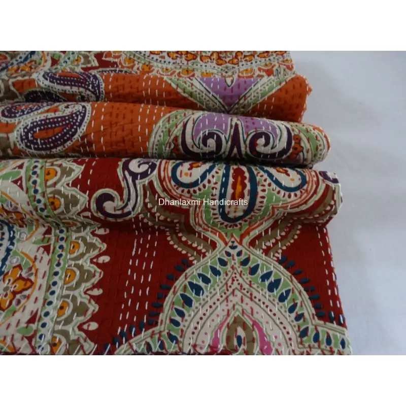 Красивое Хлопковое одеяло ручной работы Kantha домашнее декоративное покрывало оптовая продажа индийское ручное с принтом Gudari