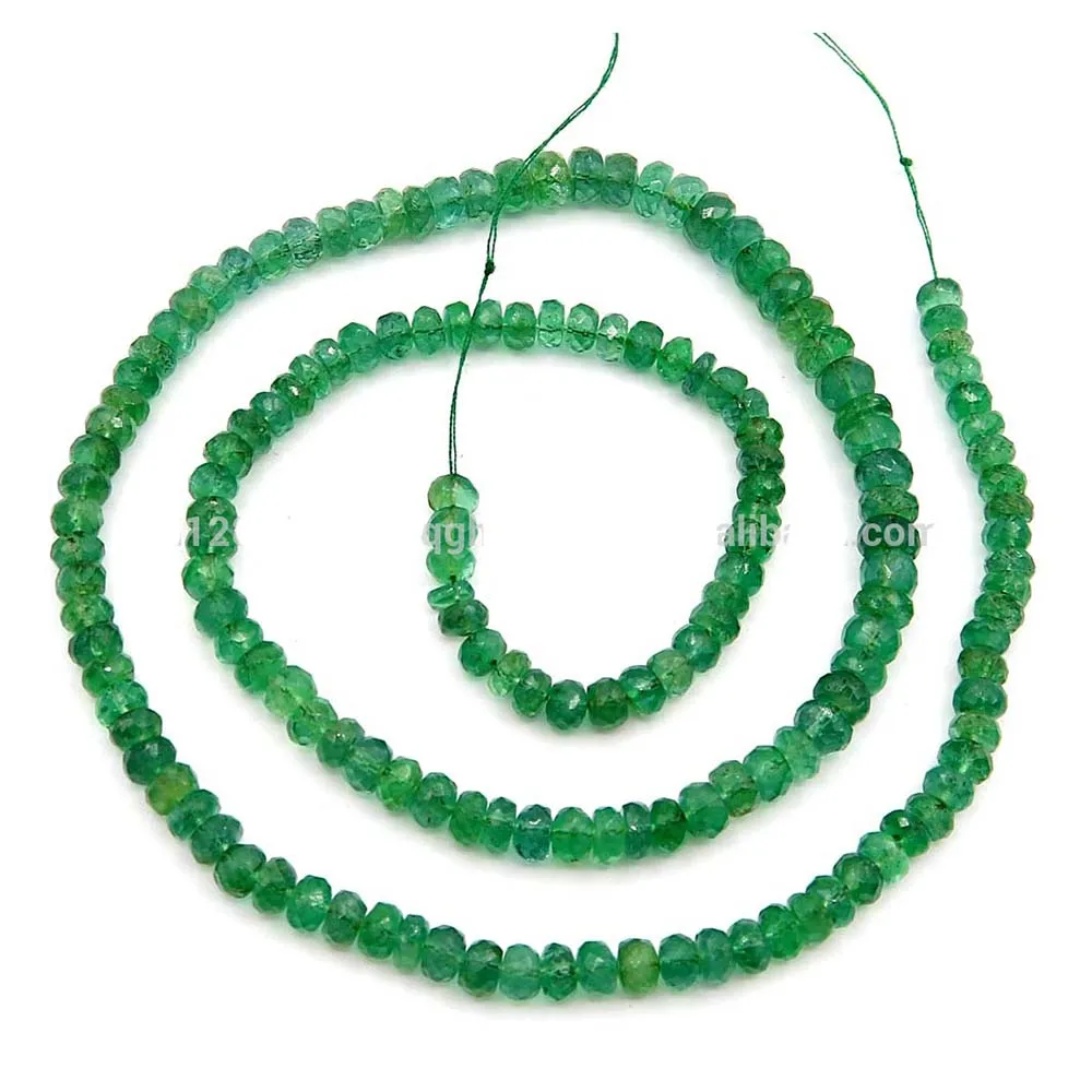 New Fashion Jewelry Seed Type Bead String Green Emerald Faceted Beads Stone 100% Natural with Single Layer String