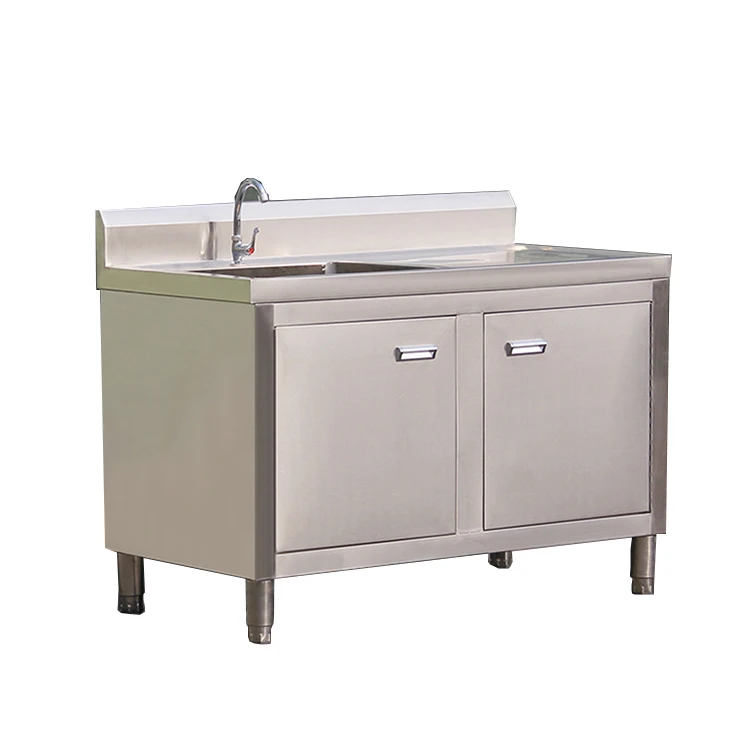 Stainless Steel Kitchen Single Sink Cabinet With Door