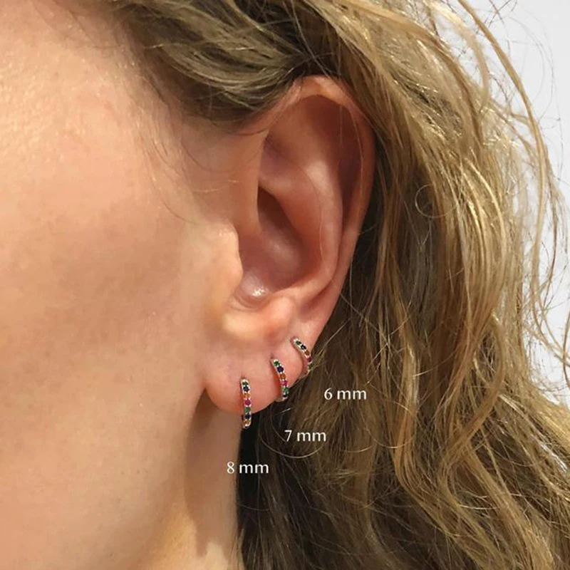 CANNER Factory Wholesale Jewelry 18K Gold Plated 925 Sterling Silver Huggie Colorful Zircon Earrings