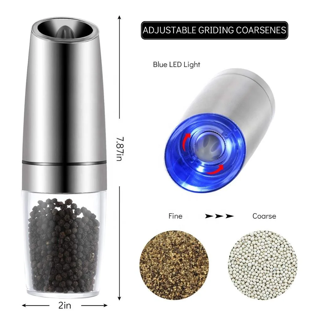 Manual Stainless Steel Salt and Pepper Grinder with Adjustable Fineness, Large Capacity