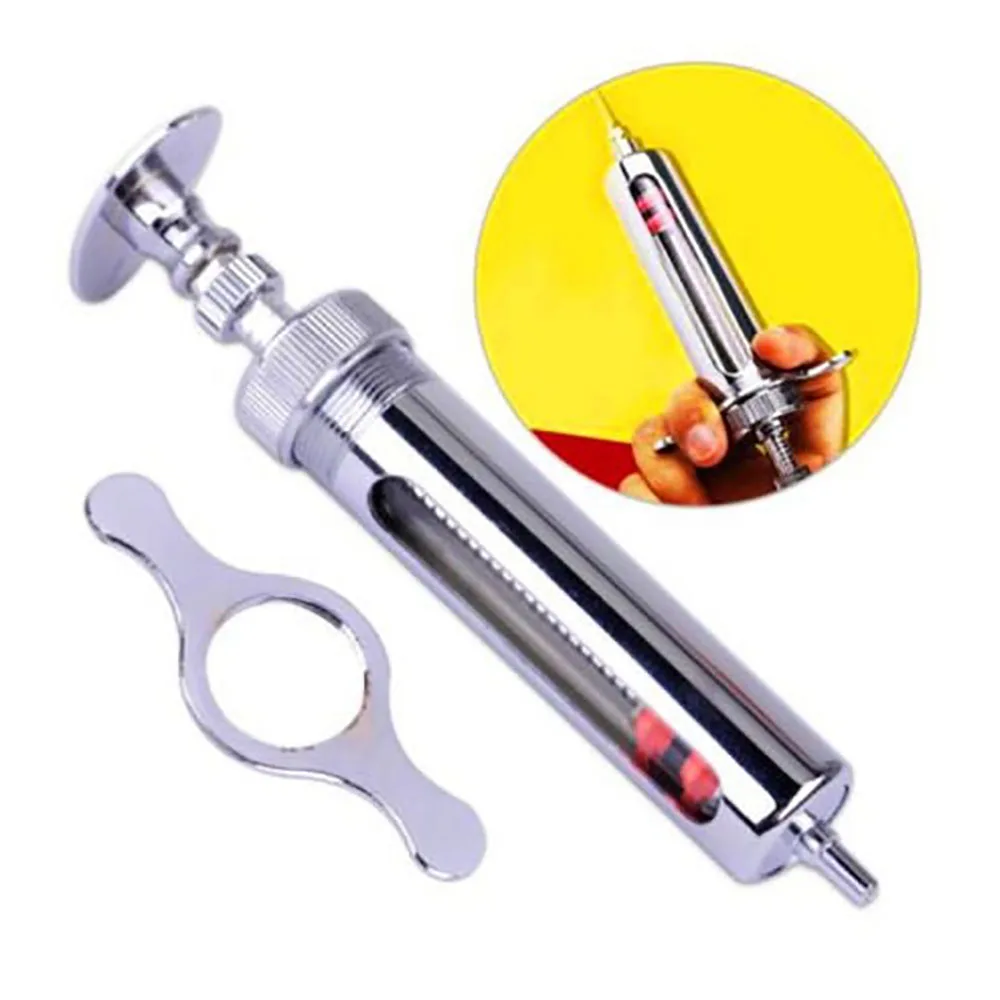 
Reusable Stainless Steel Hypodermic Veterinary Animal Syringe Glass for Lab Simple Structure with Locke 