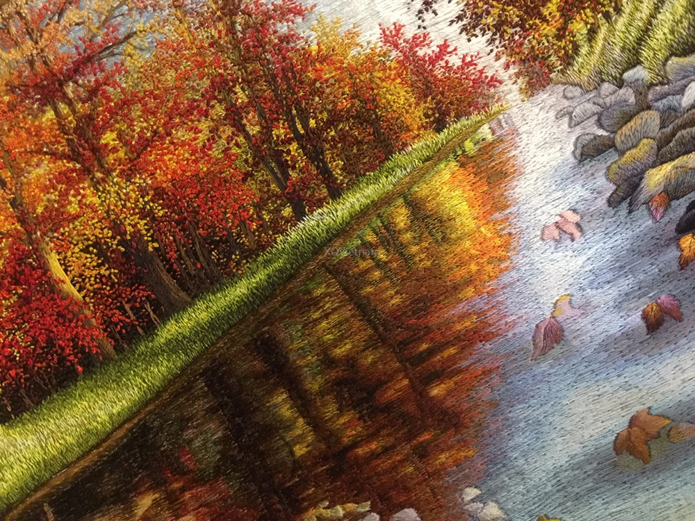 Vietnam Traditional  Classical Style Decorative Paintings The Beauty of Nature Hand Embroidery Artworks