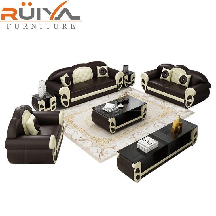 Royal style leather sofa set luxury soft and comfortable living room sofa 1+2+3 seater home furniture