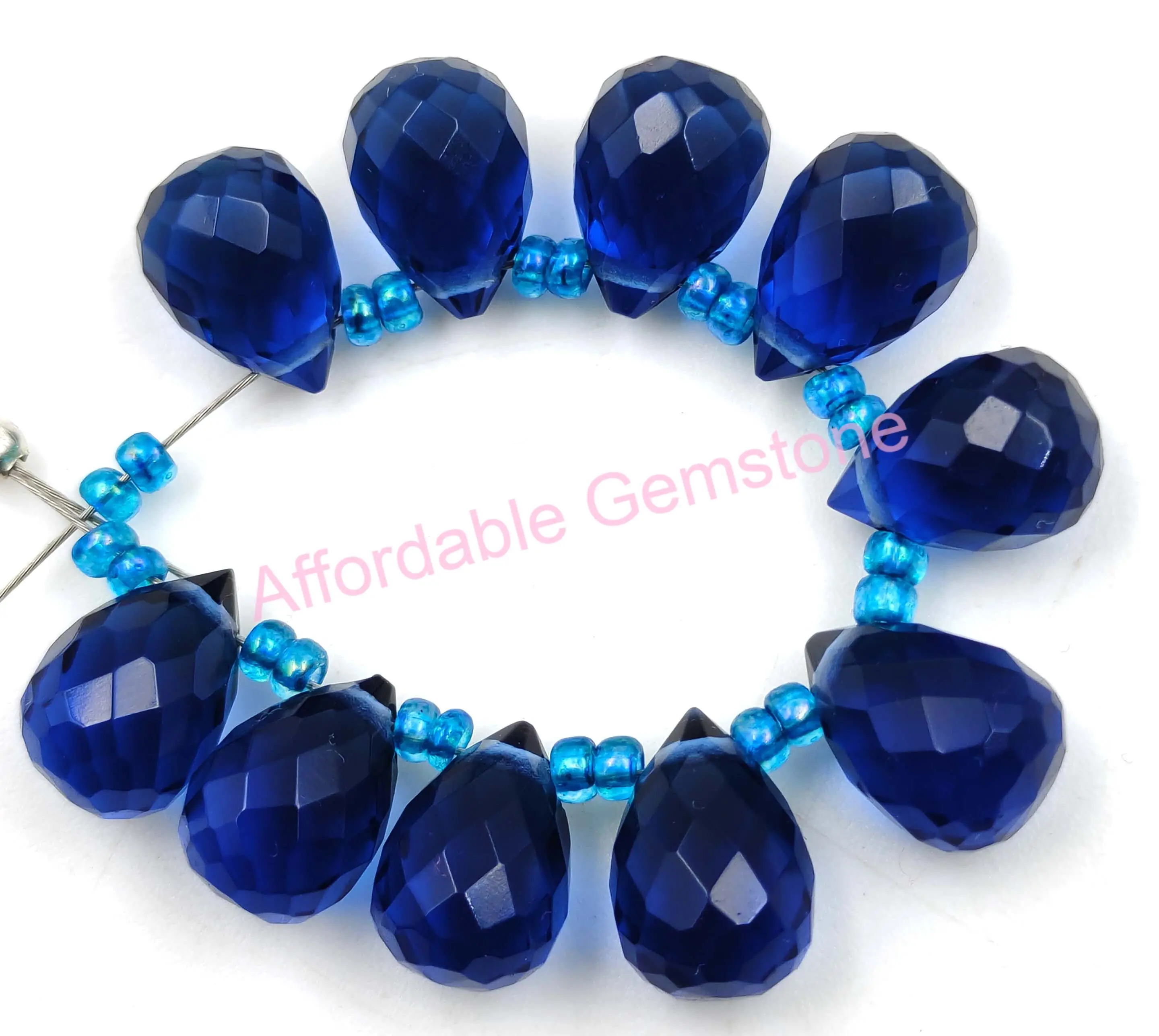Лондонский синий кварц в форме капли драгоценный камень граненые драгоценные камни сверху сверленный изготовление ювелирных изделий полированные