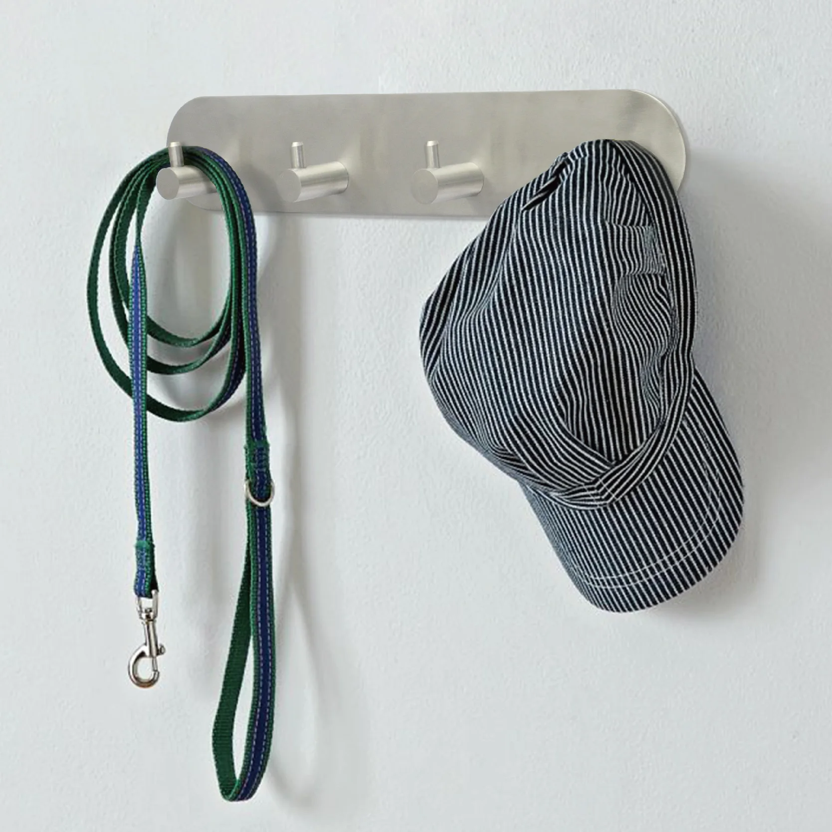 self adhesive stainless steel key coat robe hook rail rack for bathroom and kitchen ( 4 hooks )