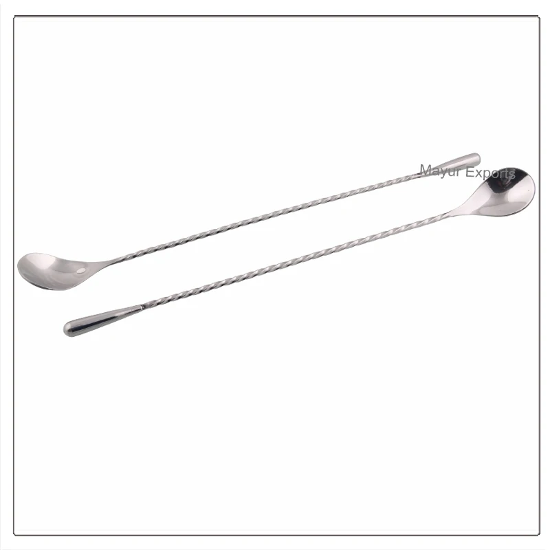
Stainless Steel Mixing Spoon, Spiral Pattern Bar Cocktail Shaker Spoon 